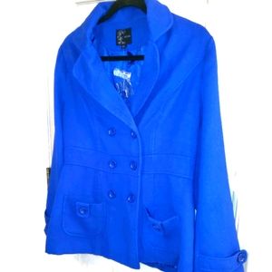 NWT Misses L Royal Blue Coat by Mine Jacket Preppy